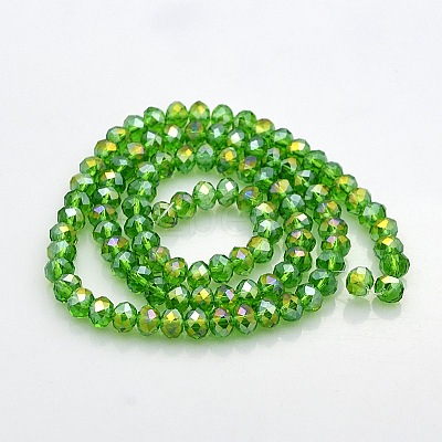 AB Color Plated Faceted Rondelle Electroplate Glass Beads Strands GLAA-A024D-AB03-1