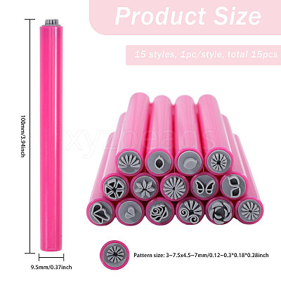 15Pcs 15 Styles Plastic Nail Art Seal Stamps Pens Set TOOL-WH0165-08-1