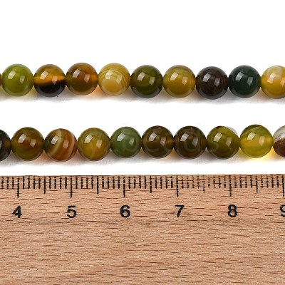 Natural Striped Agate/Banded Agate Bead Strands G-K155-A-6mm-08-1