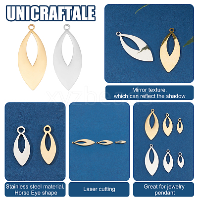 24Pcs 2 Colors 3 Sizes 201 Stainless Steel Pendants STAS-UN0032-65-1