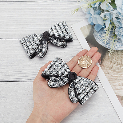 2Pcs Acrylic Rhinestone & Polyester & Iron Shoe Decorations DIY-WR0004-11-1