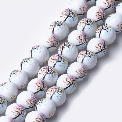 Printed & Spray Painted Glass Beads GLAA-S047-02C-02-1