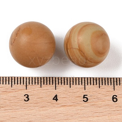 Natural Wood Lace Stone Wooden Jasper No Hole Sphere Beads G-K353-04F-23-1