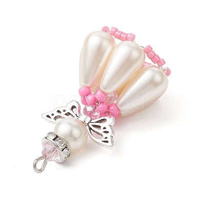 Pearlized Glass Pearl Beads  Pendants PALLOY-MZ00487-05-1