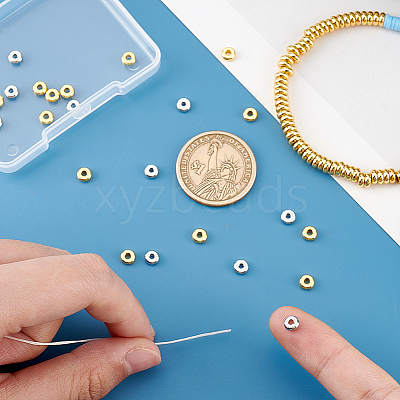 200Pcs 2 Colors Brass Spacer Beads KK-PH0006-56B-1