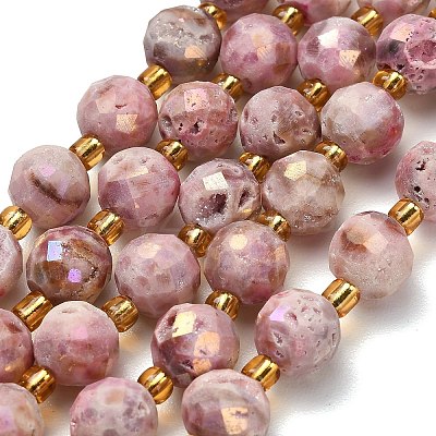 Electroplated Natural Druzy Geode Crystal Beads Strands G-F833-P01-10mm-01-1