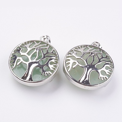 Natural Green Aventurine Pendants KK-K216-A06-1