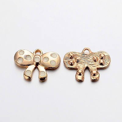 Light Gold Plated Alloy Enamel Bowknot Charms ENAM-J546-02KCG-1