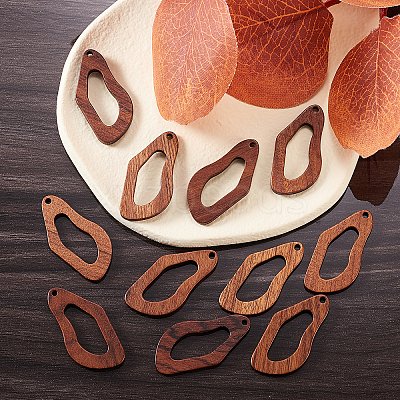 20Pcs Walnut Wood Hollow out Pendants WOOD-CJ0001-22-1