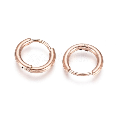 304 Stainless Steel Huggie Hoop Earrings EJEW-G272-02-8mm-RG-1