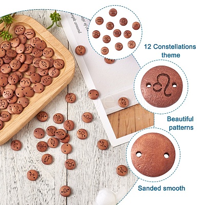 240Pcs 12 Style Laser Cut Wood Connector Charms WOOD-CD0001-34-1