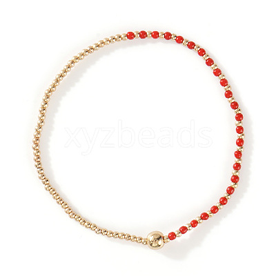 Glass Seed Beads & CCB Beads Stretch Bracelets TB4137-48-1