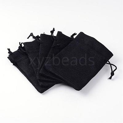 Polyester Imitation Burlap Packing Pouches Drawstring Bags ABAG-R005-9x12-09-1