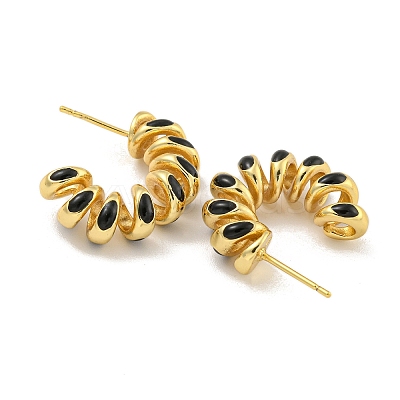 Rack Plating Brass Stud Earrings EJEW-C102-41G-02-1