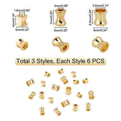 18Pcs 3 Style Brass Beads KK-PH0002-46-1