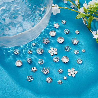 90Pcs 15 Styles Brass Bead Caps KK-PH0012-19A-1
