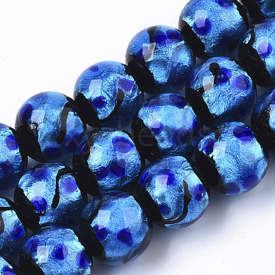 Handmade Silver Foil Lampwork Beads Strands FOIL-T003-002A-1