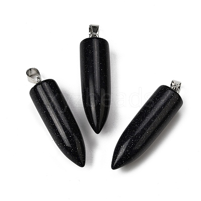 Synthetic Blue Goldstone Pointed Pendants G-F820-12D-1