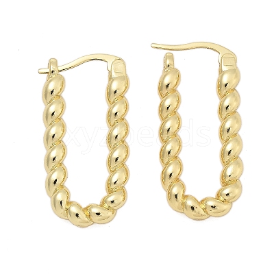Brass Twist Rectangle Hoop Earrings for Women EJEW-L297-01B-G-1