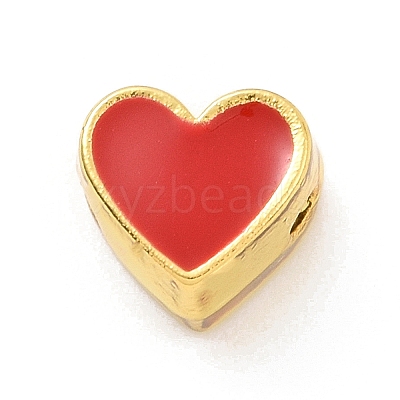 Eco-friendly Rack Plating Brass Enamel Beads KK-F843-30G-01-1
