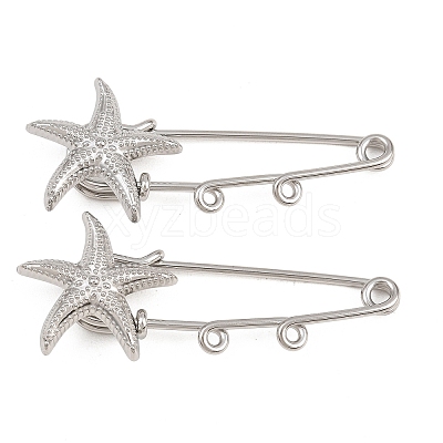 Starfish 304 Stainless Steel Safety Pins Brooch Findings SA-CBA098D-16C-P02-1