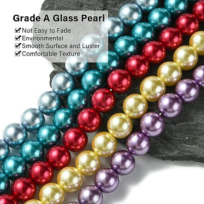 Eco-Friendly Glass Pearl Bead Strands HY-A008-14mm-M-1
