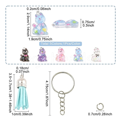 DIY Resin Cat Pendant Keychian Making Kits DIY-YW0013-16-1