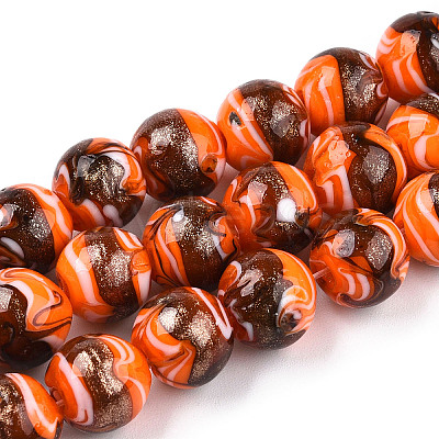 Handmade Gold Sand Lampwork Beads LAMP-N028-001G-1