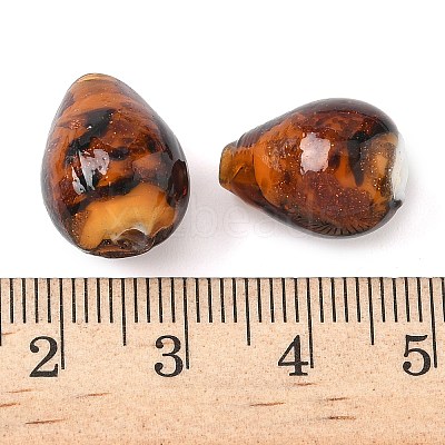 Handmade Gold Sand Lampwork Beads Strands LAMP-Q045-08A-03-1
