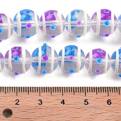 Glass with Enamel Beads Strands GLAA-M047-01G-1