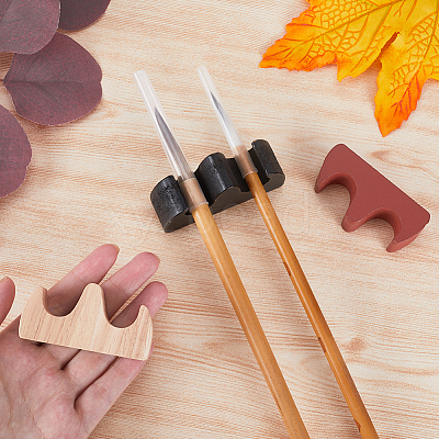 3Pcs 3 Colors Wooden Chinese Calligraphy Brush Holder AJEW-GF0007-77-1
