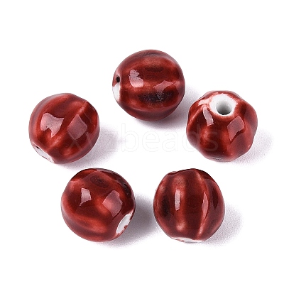 Vintage Porcelain Corrugated Beads PORC-N013-11P-1