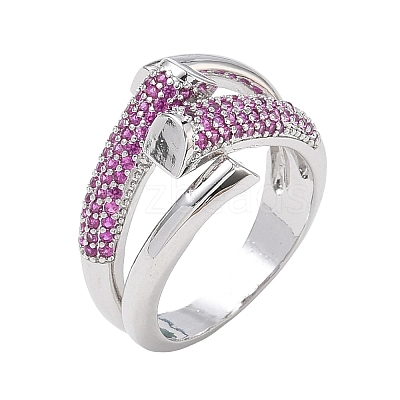 Brass Micro Pave Cubic Zirconia Cuff Open Rings for Women RJEW-L343-12P-02-1