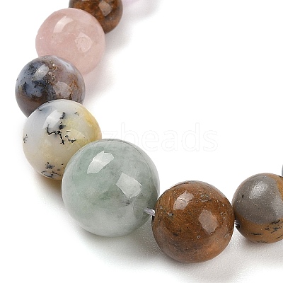 Natural Mixed Stone Round Beads Bracelets & Necklaces Sets SJEW-L132-21-1