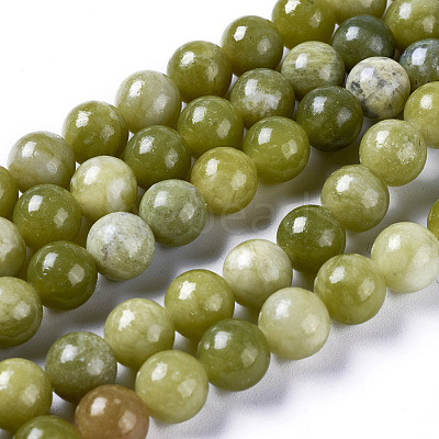 Natural Chinese Jade/Southern Jade Beads Strands G-G735-38-6mm-1