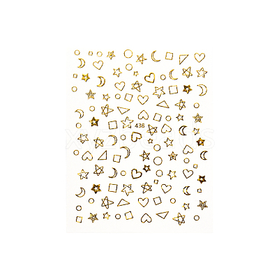 3D Metallic Star Moon Heart Nail Decals Stickers MRMJ-R088-28-M-1