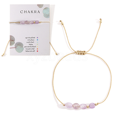Chakra Adjustable Natural Amethyst Bead Braided Bead Bracelets UY1901-7-1