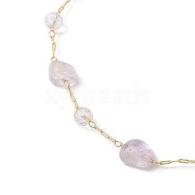 Handmade Natural Amethyst Beaded Chains Earring & Necklaces Sets SJEW-JS01342-02-1