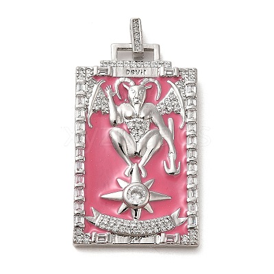 Brass Micro Pave Cubic Zirconia Pendants with Enamel KK-H458-01P-04-1