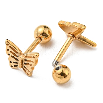 Ion Plating(IP) 304 Stainless Steel Stud Earrings EJEW-Z034-12G-1