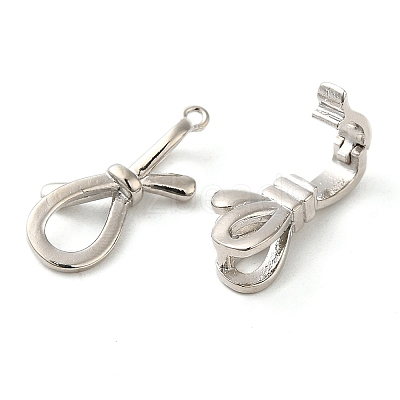 Rack Plating Brass Knot Fold Over Clasps KK-K349-12P-1