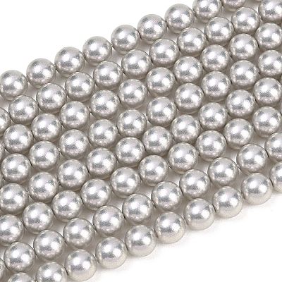Frosted Glass Pearl Beads Strands GLAA-A044-08A-09-1