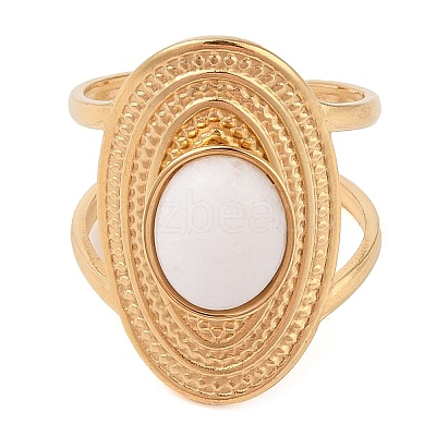 Oval Natural White Jade Finger Rings RJEW-Z057-14G-09-1