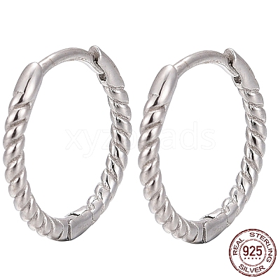 Anti-Tarnish Unisex Rhodium Plated 925 Sterling Silver Hoop Earrings EJEW-AA00271-06P-1