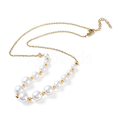 Plastic Pearl Graduated Beaded Necklace NJEW-F317-02G-1