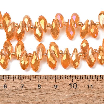 Electroplate Glass Faceted Teardrop Beads Strands EGLA-D014-09-1