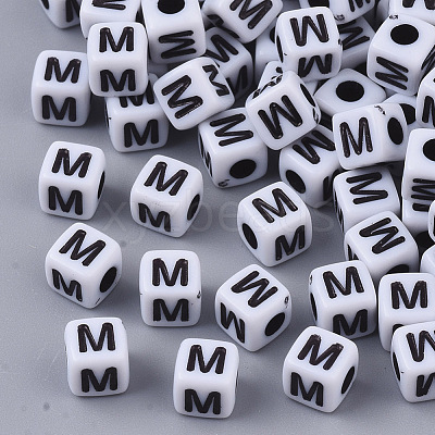 White Opaque Acrylic Beads MACR-R869-02M-1