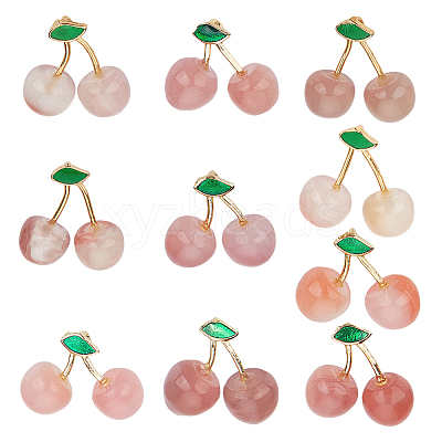 10Pcs Natural Agate Fruit Pendants G-OC0005-93-1