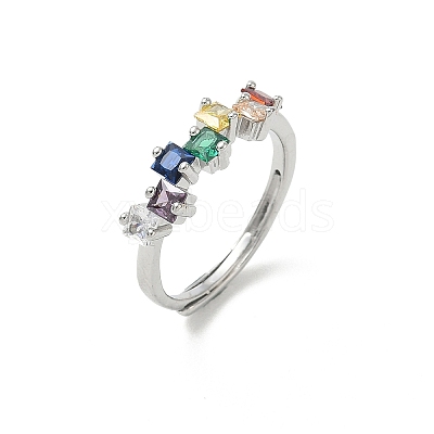 Adjustable Brass Micro Pave Cubic Zirconia Finger Rings RJEW-C163-26A-P-1