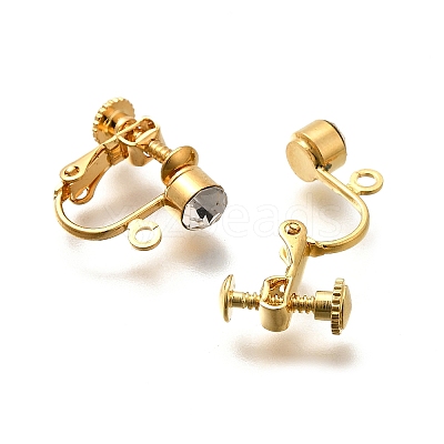 Brass Clip-on Earring Settings STAS-F311-12G-1